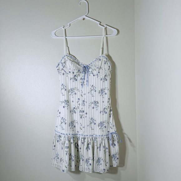 Jessica Simpson white blue floral lace dress Size L - Picture 2 of 5